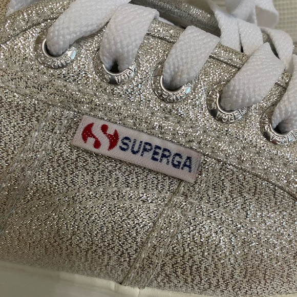 Superga Women's Shimmering Silver Platform Sneakers, EU 39/US 8 - Picture 5 of 12